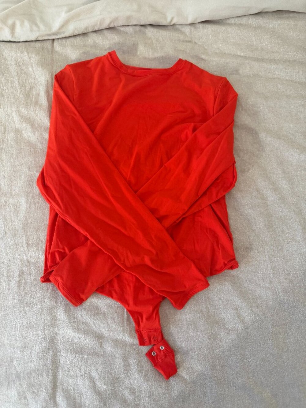 SKIMS Fits Everybody Long Sleeve Crew Neck Bodysuit Cherry Red 2X